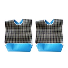 ELP Korea簡約格紋老人用圍兜, 綠色, 2件