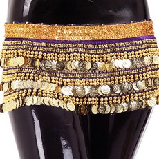 Belly批發網一字型臀圍巾 BDSP-601, 紫色+金色