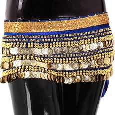 Belly批發網一字型臀圍巾 BDSP-601, 藍色+金色