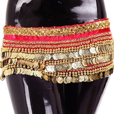 Belly批發網一字型臀圍巾 BDSP-601, 櫻桃粉色+金色