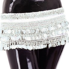 Belly批發網一字型臀圍巾 BDSP-601, 白色+銀色