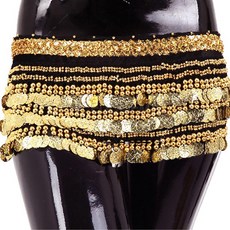 Belly批發網一字型臀圍巾 BDSP-601, 黑色+金色