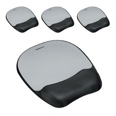 Fellowes 斐樂 記憶棉滑鼠墊, 銀色, 4個