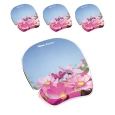 Fellowes 斐樂 Microban 凝膠滑鼠墊, 花朵, 4個