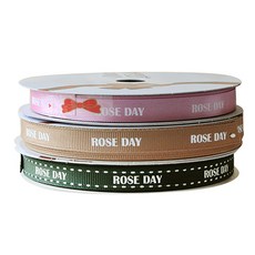 TOCTOC GOODS ROSE DAY 印花包裝緞帶 3件組, NO48, 13.5m