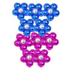 PARTYSHOW 花朵鋁箔氣球 藍色5入 + 桃紅色5入, 混合顏色, 1套