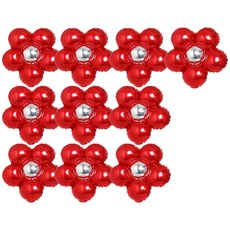 花朵造型銀箔氣球 10入組, 紅色的, 1套