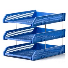 Melting Home燈罩式托盤文件整理箱, 藍色, 3層