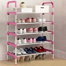 Melting Home 簡易組裝型5層鞋架, 粉紅色, 5層