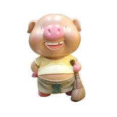 미니띠네 빗자루 일꾼 돼지 저금통 소, 혼합 색상, 1개