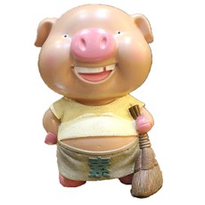 迷你Tinne掃帚工作豬存錢筒 中, 混色, 1個