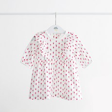 Dalpong 女童小紅花印花荷葉邊長袖連身裙