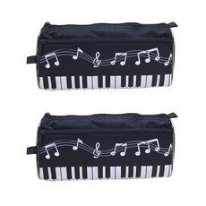 Minittine 雙拉鍊音樂鋼琴鉛筆盒, 黑色, 2個