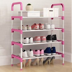 Melting Home 簡易組裝型四層鞋架, 粉紅色