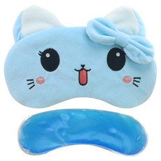 Easy Warm幸福貓咪涼感眼罩 藍色, 1件, 1個