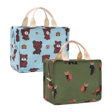 市集風格方形便當保冷袋 2入, 隨機出貨