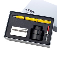 LAMY 사파리 만년필 + 병잉크 세트, F, 옐로우