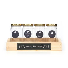 마카 금속골드 밀폐뚜껑 250ml x 4p 선반 세트, 1세트, 양념병 4p + 선반 + 양념병 레터링 스티커