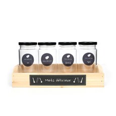 마카 금속블랙 밀폐뚜껑 250ml x 4p 선반 세트, 1세트, 양념병 4p + 선반 + 양념병 레터링 스티커