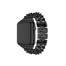 윰플 애플워치 3/4/5 더블스틸 메탈밴드 (42/44mm 호환 가능), 블랙, 1개