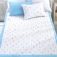 下午茶時光泡泡紗夏季薄墊, 藍色