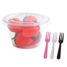 봄91 F-7 210ml 평면형 투명 디저트컵 50p +TY 세발 미니포크 50p 랜덤 발송, 1세트