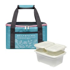 씨밀렉스 데일리 피크닉 쿨러백 10L + 보관용기 520ml x 2p + 2500ml 세트, 민트