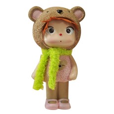 미니띠네 곰인형 모자쓴 귀여운 소녀 저금통, 혼합 색상, 1개