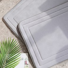 initium 線條記憶棉地墊 2入, 灰色