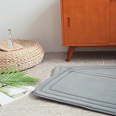 initium 線條記憶棉地墊 2入, 炭灰色