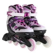 FILA 斐樂 JONE四輪競速魔鬼氈直排輪鞋, 黑色 + 白色 + 洋紅色