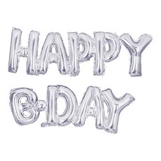 PARTY PANG HAPPY B DAY 鋁箔氣球, 銀色, 5入