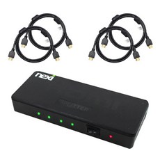 nexi 4K 1:4 HDMI 4埠分配器 + v2.0 連接線 0.6m 2條 + 1m 2條, 分配器(NX262), 連接線(NX-HD20006-SOHOT, NX-HD20010-SOHOT), 1個