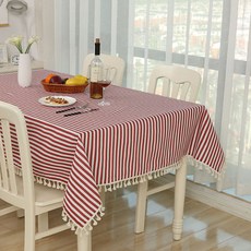 앤티스 태슬 코튼린넨 식탁보, 다크레드, 100x140cm, 1개