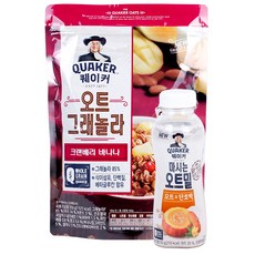 롯데제과 퀘이커 오트 그래놀라 크랜베리바나나 350g + 마시는오트밀 오트&단호박 50g, 1세트