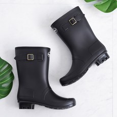 GODSHOE 女性皮帶中筒雨靴