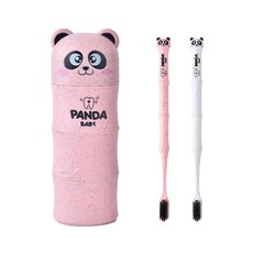 Allup Home Bamboo Panda 牙刷盒套組 粉色, 1套