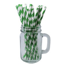 MEO 紙吸管 綠白色, 2個, 100入