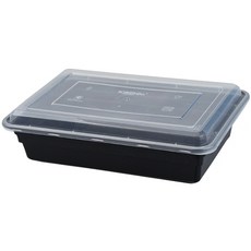 도나앤데코 안나 직사각 1500ml 한칸 일회용 도시락 블랙, 1개입, 10개