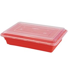 도나앤데코 안나 직사각 1500ml 한칸 일회용 도시락 레드, 1개입, 10개