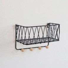 제이아울 철망형 벽걸이 수납함, 블랙, 1개
