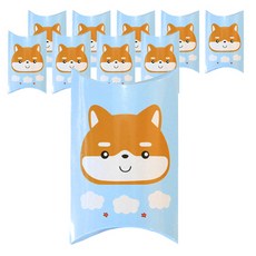 Donna&deco 可愛動物禮物包裝半月盒, 天藍色(柴犬), 10入