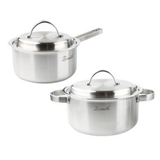 퀸센스 제니스 통5중 스텐레스 냄비세트 2개 인덕션 IH, 편수냄비 16cm + 양수냄비 20cm