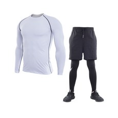 나야스타일 남성 헬스복 긴팔티 + 반바지레깅스 2종 세트 M2SET-159-3