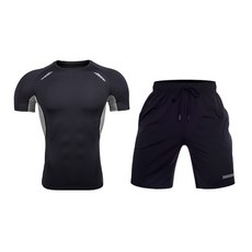 나야스타일 남성 헬스복 반팔티 + 반바지 2종 세트 MSET-01-2