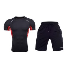 나야스타일 남성 헬스복 반팔티 + 반바지 2종 세트 MSET-01-3