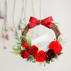 Decobonbon 香皂花康乃馨花環, 紅色的