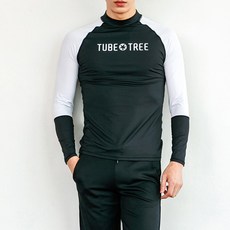TUBE TREE 男款拼色防曬泳衣+黑色短褲套裝