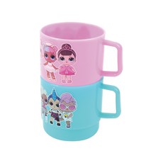 릴팡 LOL서프라이즈 더커진 공간효율 핸들컵 2p 세트, 혼합 색상, 1세트