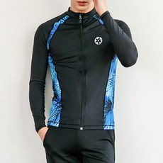NAYA STYLE Bohol Men's Rash Guard的拉鍊-up + All -Black Shorts套裝
